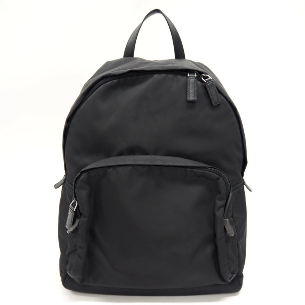 Prada Triangle Logo Backpack Daypack Black Nylon - image 1